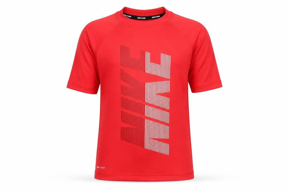 Nike Boys Red Dri-Fit Rash Guard Swim Top 8-10 Years Quick Dry UV