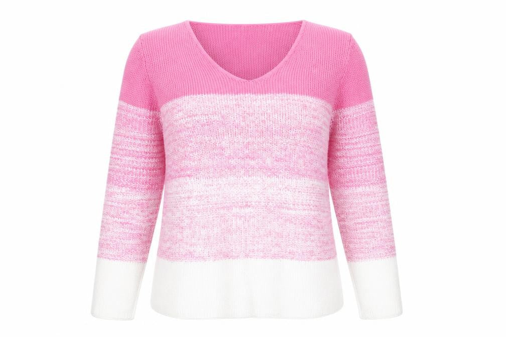 Marble Womens Pink White Striped V-Neck Knit Jumper Size 10