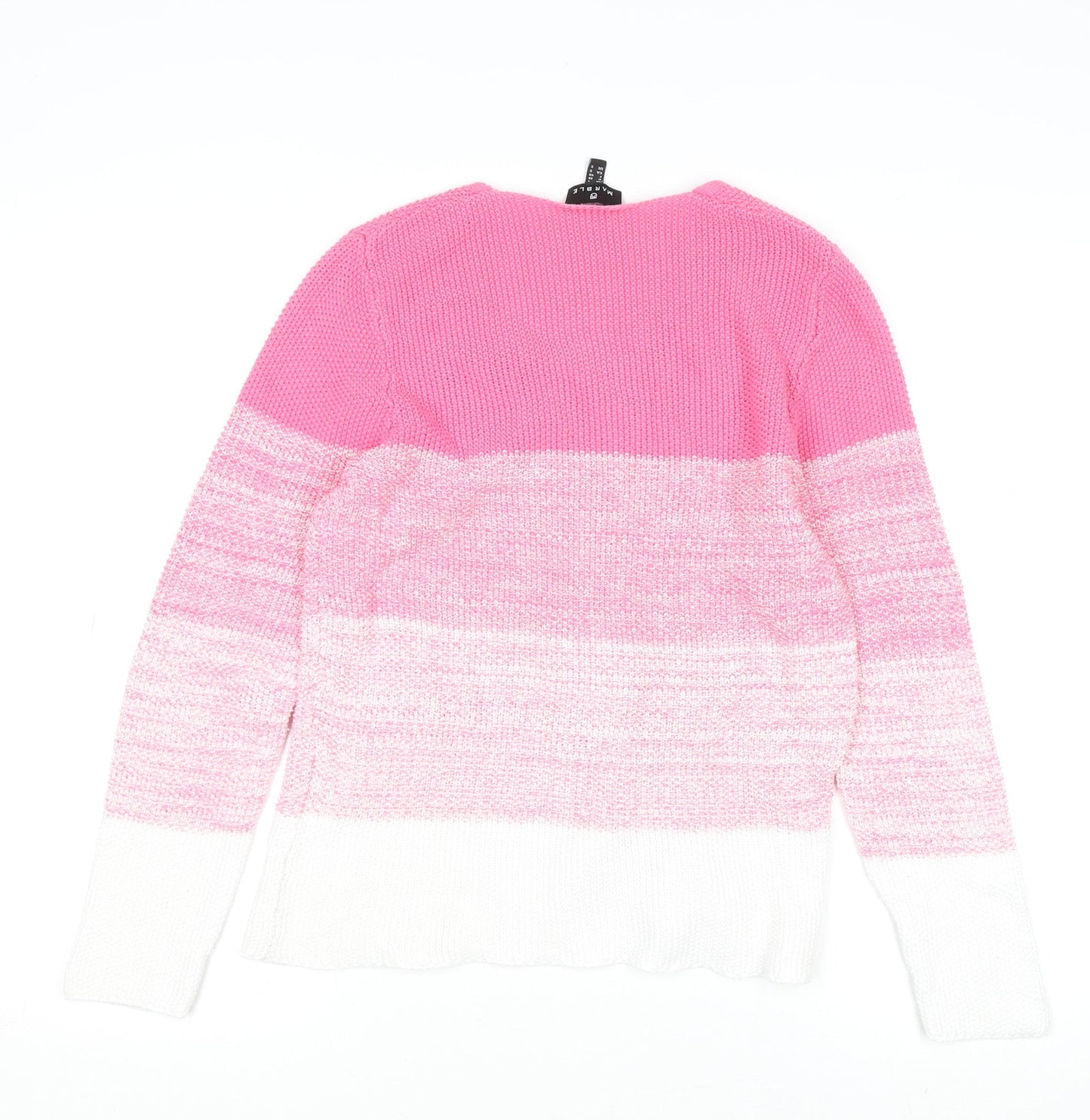Marble Womens Pink White Striped V-Neck Knit Jumper Size 10