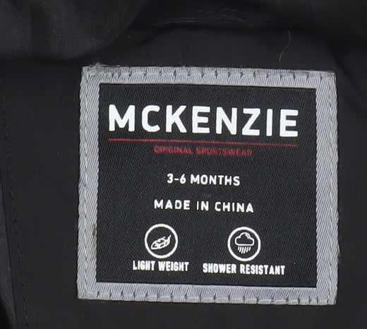 McKenzie Unisex Baby Black Puffer Jacket 3-6 Months Hooded Water Resistant