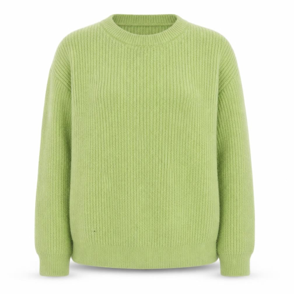 KUOSE Women Green Crew Neck Knit Pullover Jumper Size S