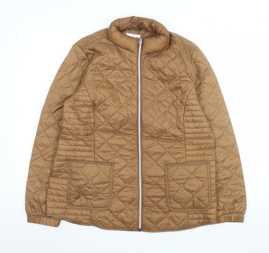 Next Women’s Brown Quilted Mid-Length Zip Jacket Size 14