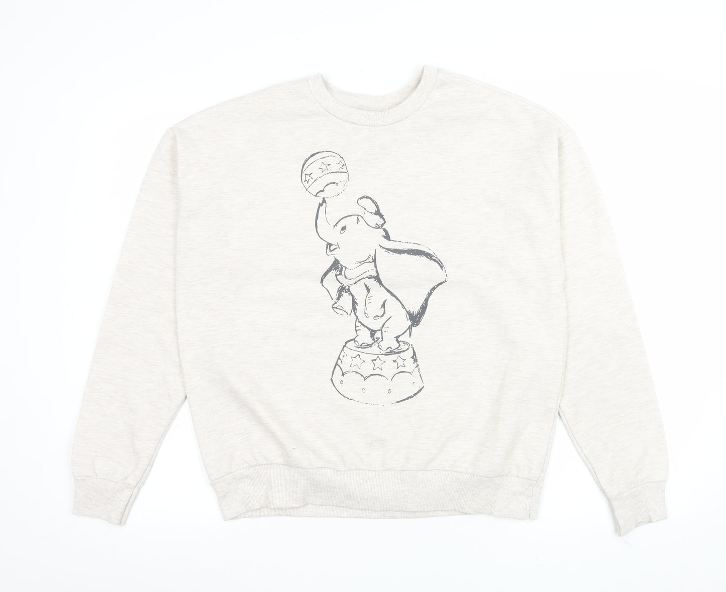 Disney Women Beige Dumbo Crew Neck Pullover Sweatshirt Size S