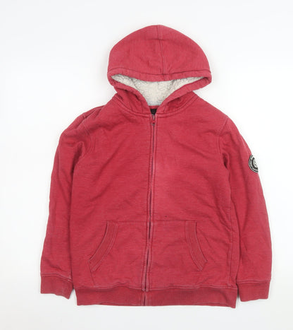 Additional front view of Surfanic boys’ red hooded lined full zip fleece jacket, size 164