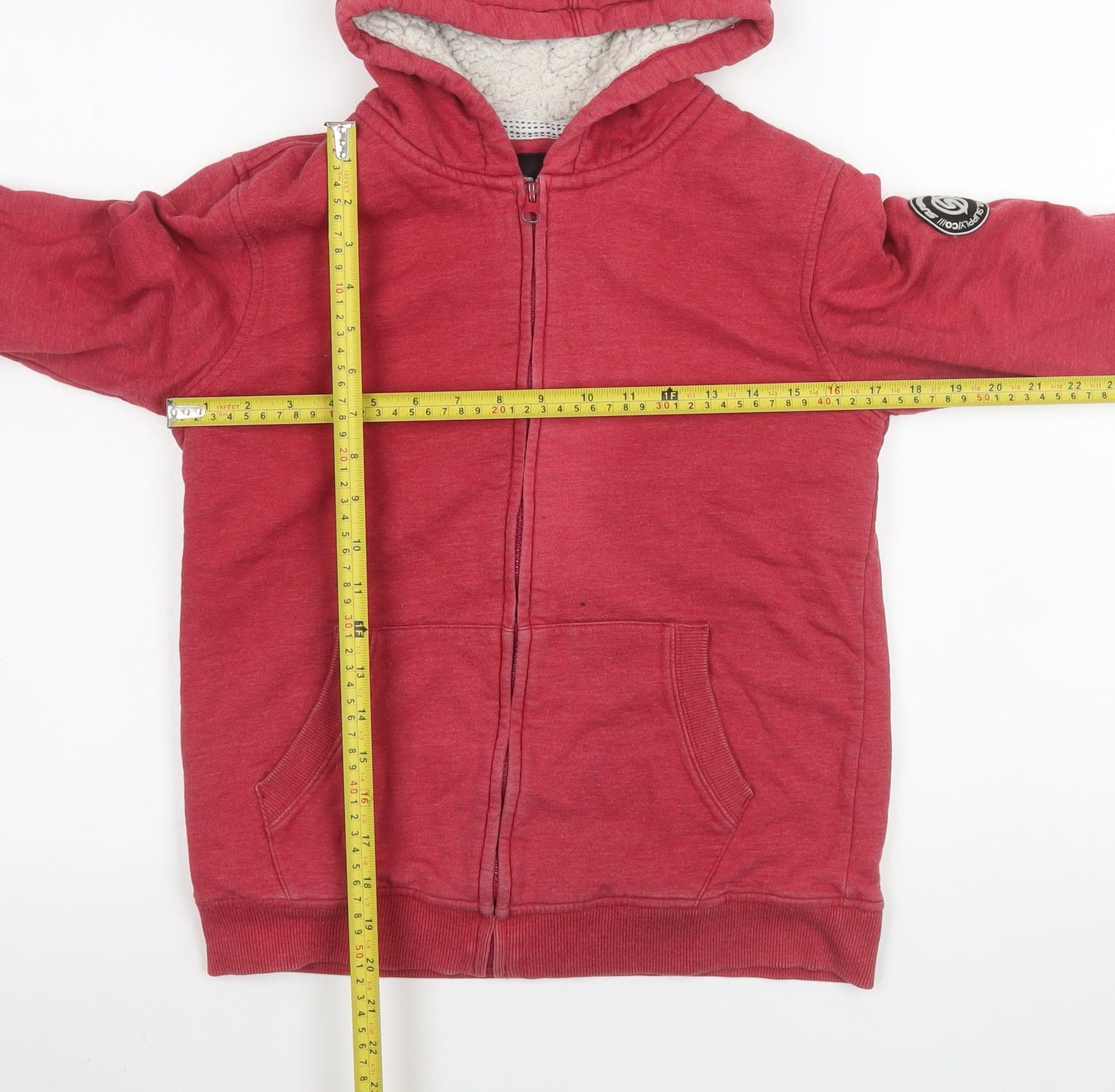 Surfanic Boys Red Hooded Lined Full Zip Fleece Jacket Size 164