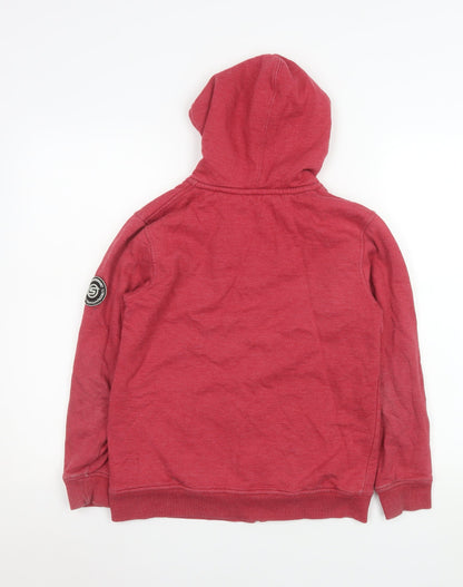 Close-up detail of Surfanic boys’ red hooded lined full zip fleece jacket, size 164