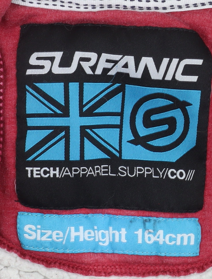 Surfanic Boys Red Hooded Lined Full Zip Fleece Jacket Size 164