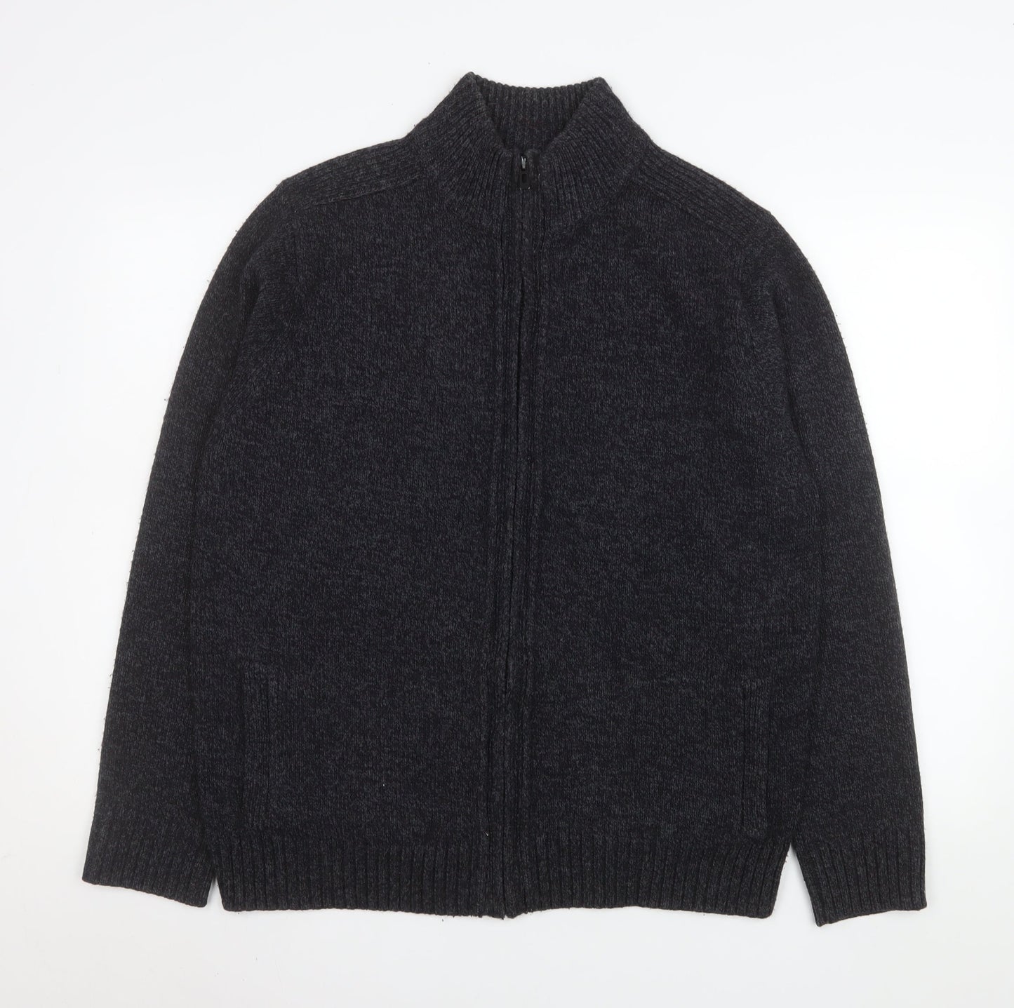 Marks and Spencer Men's Black Acrylic Full Zip Knit Jacket L
