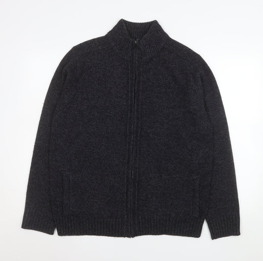 Marks and Spencer Men's Black Acrylic Full Zip Knit Jacket L