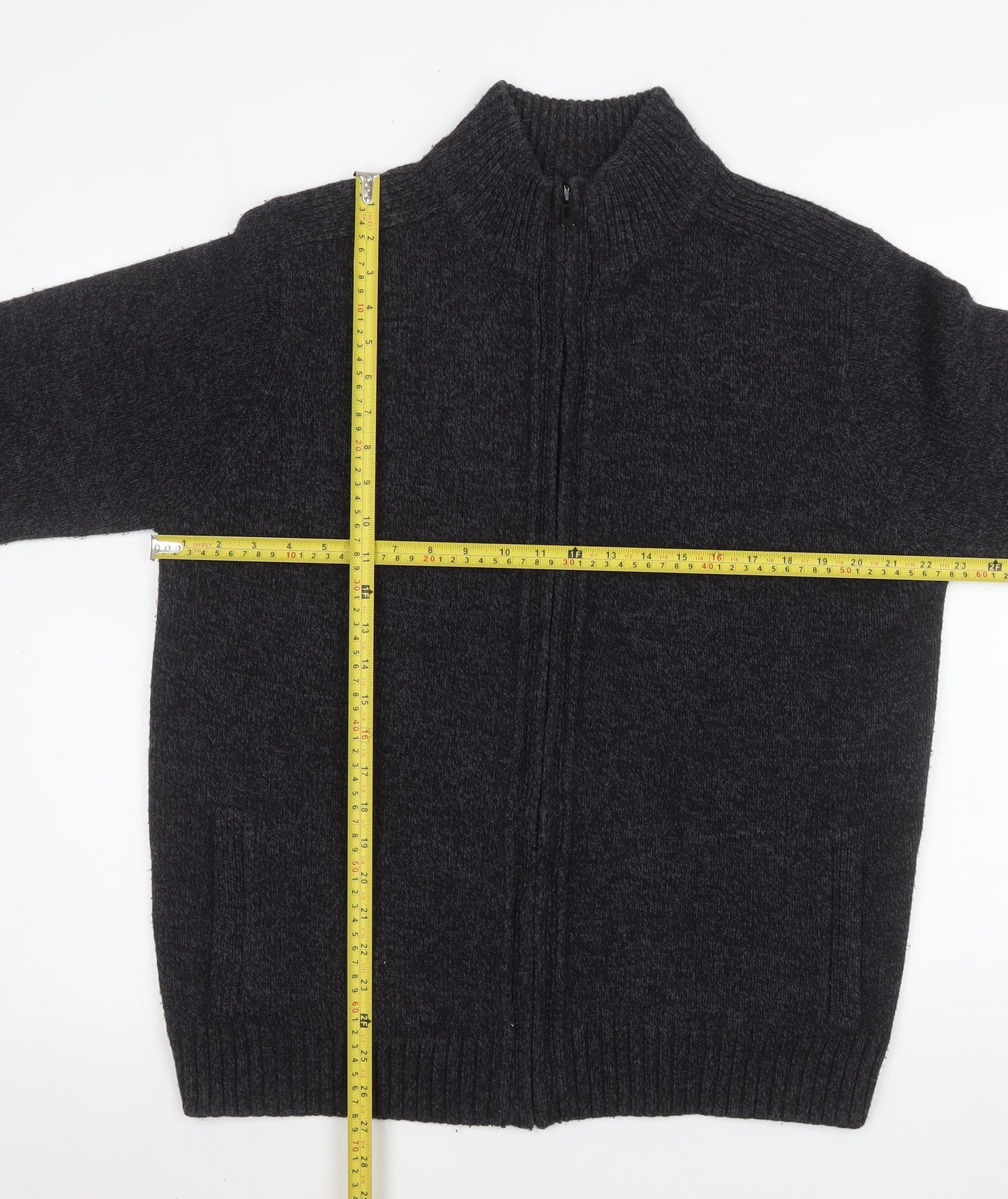 Marks and Spencer Men's Black Acrylic Full Zip Knit Jacket L