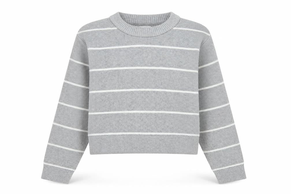 Zara Girls Grey Striped Knit Pullover Jumper Size 11-12 Years