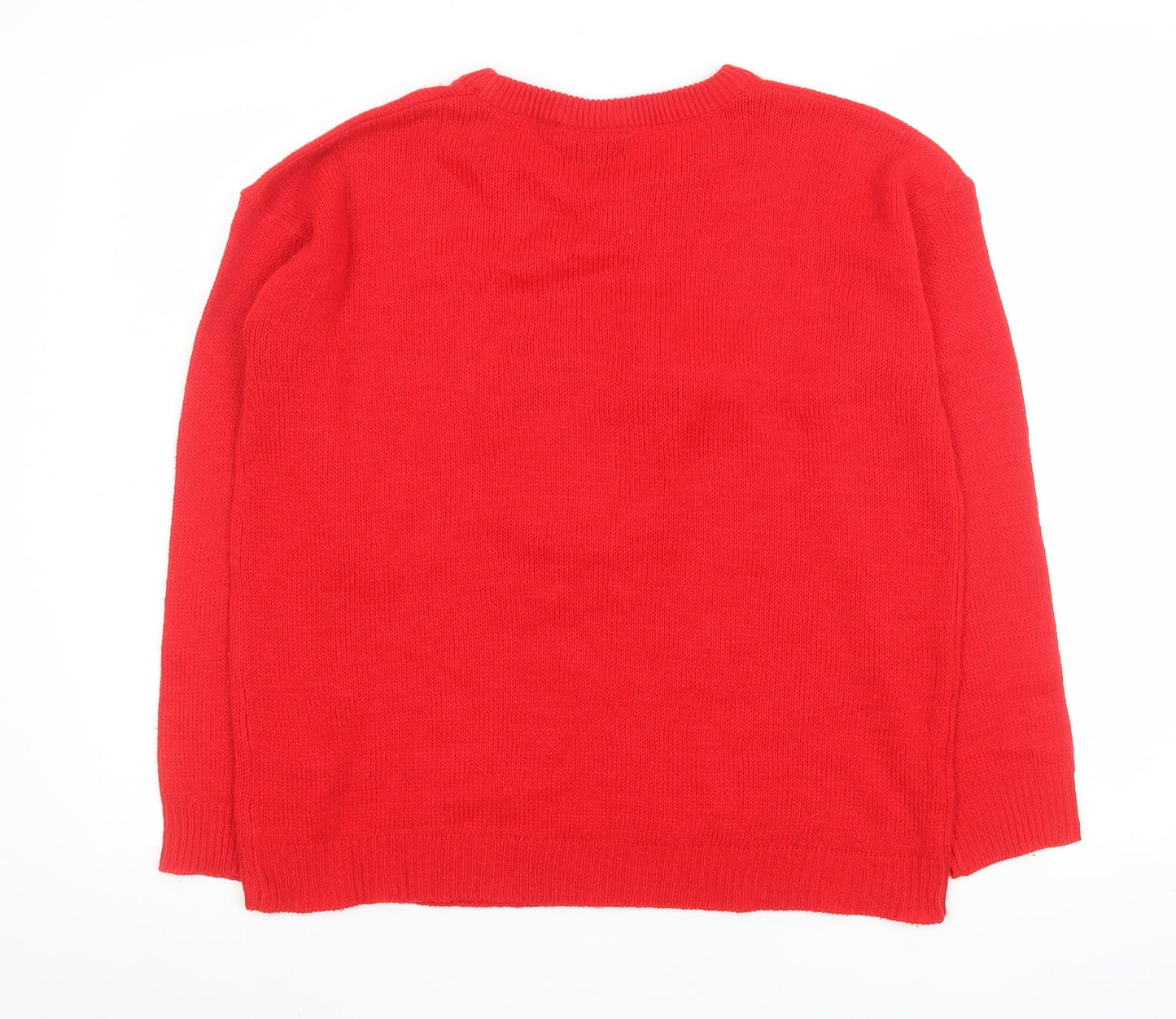 Brave Soul Women’s Red Christmas Jumper Size 14 Robin Sequin Knit