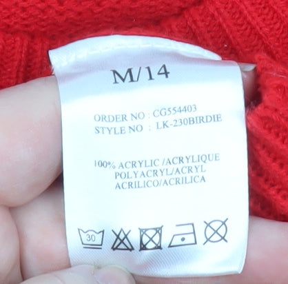 Brave Soul Women’s Red Christmas Jumper Size 14 Robin Sequin Knit