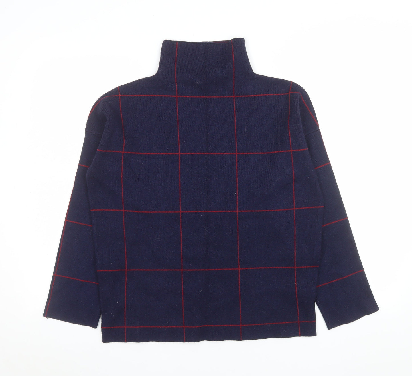 New Look Women's Blue Check Roll Neck Knitted Jumper Size S