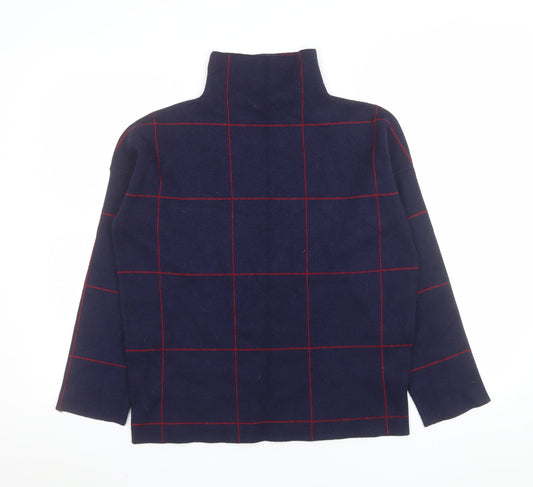 New Look Women's Blue Check Roll Neck Knitted Jumper Size S