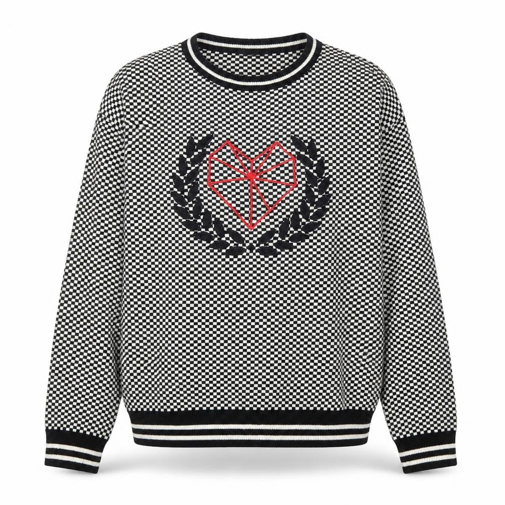 Splash Womens Black White Heart Geometric Knit Jumper Size 6