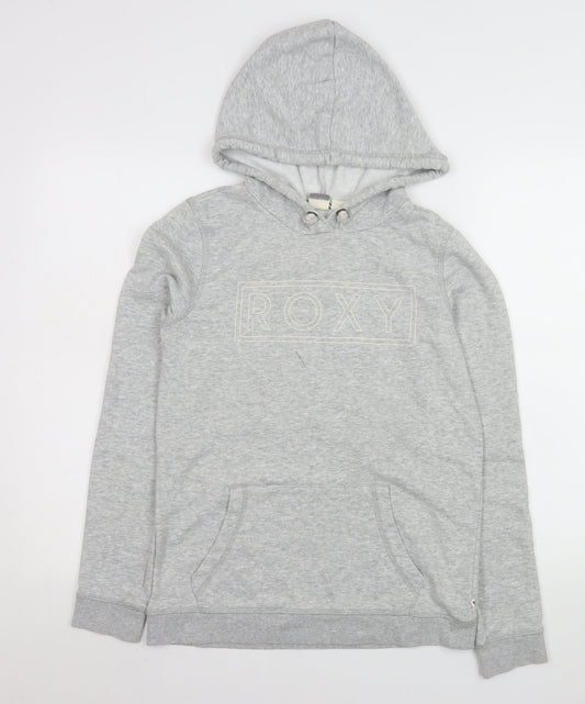 Roxy Womens Grey Pullover Hoodie Small Cotton Blend Casual