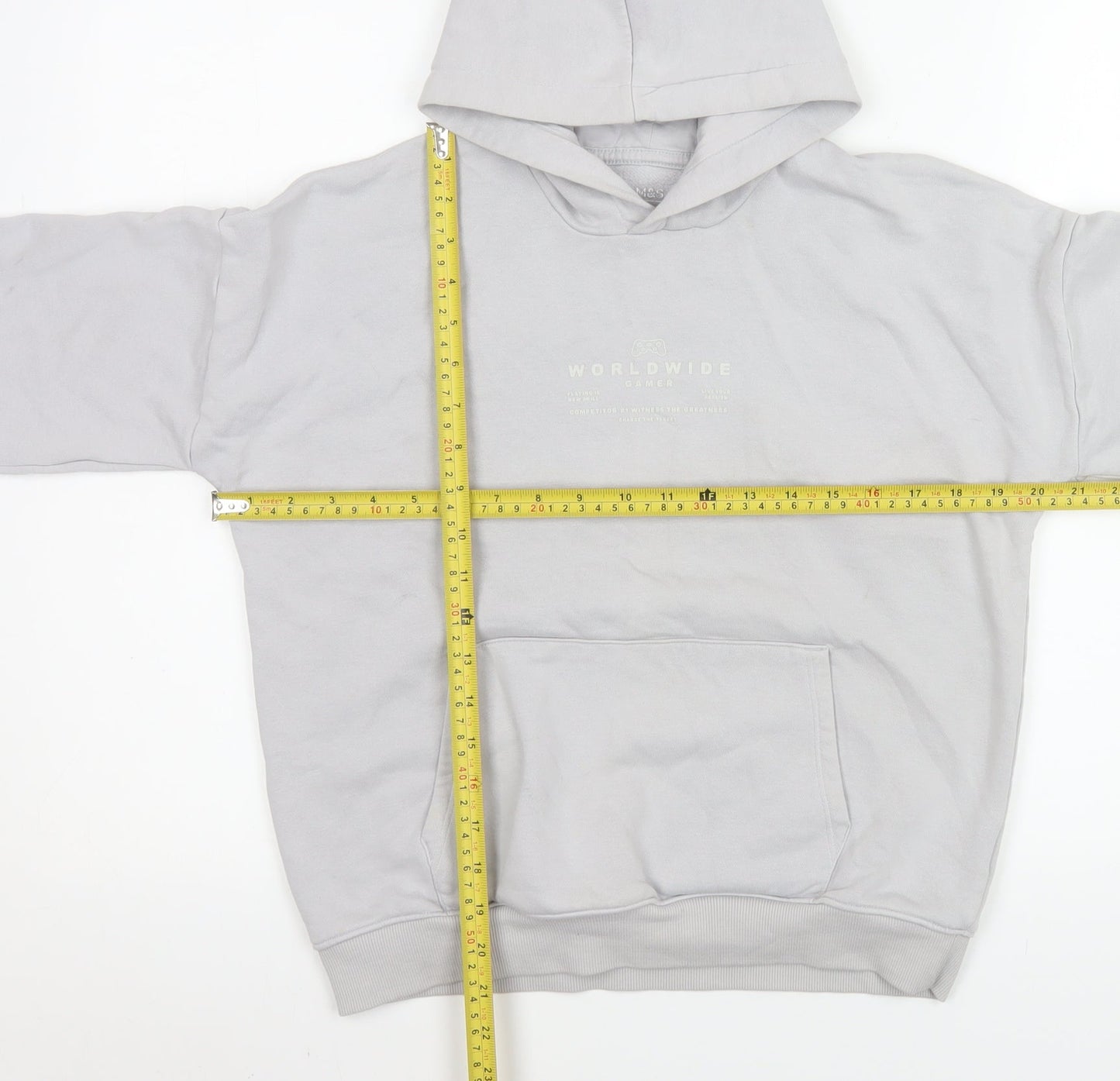Marks and Spencer Boys Grey Pullover Hoodie 11-12 Years Regular Fit