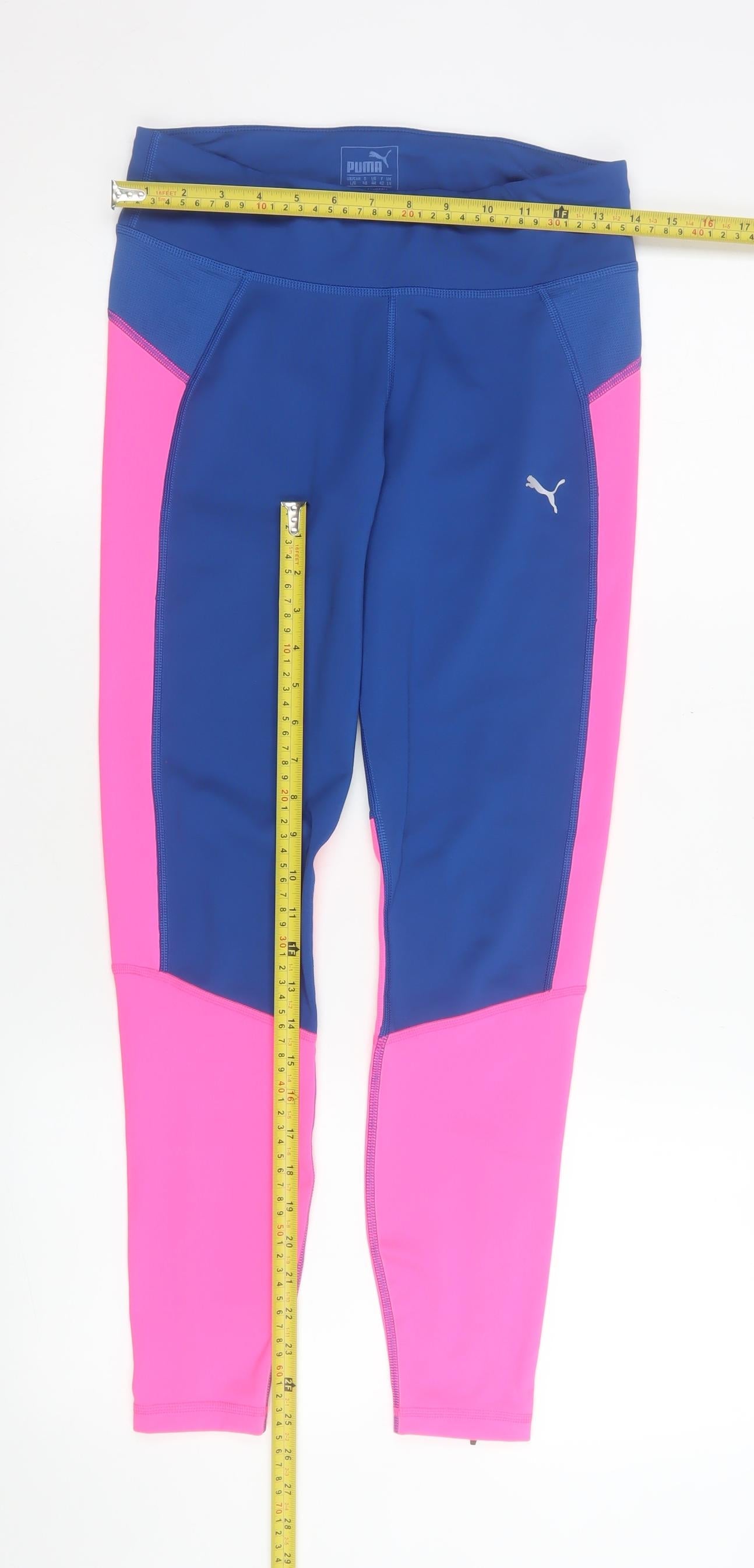 Puma Women's Blue Pink Leggings Size 14 Compression Running Trousers