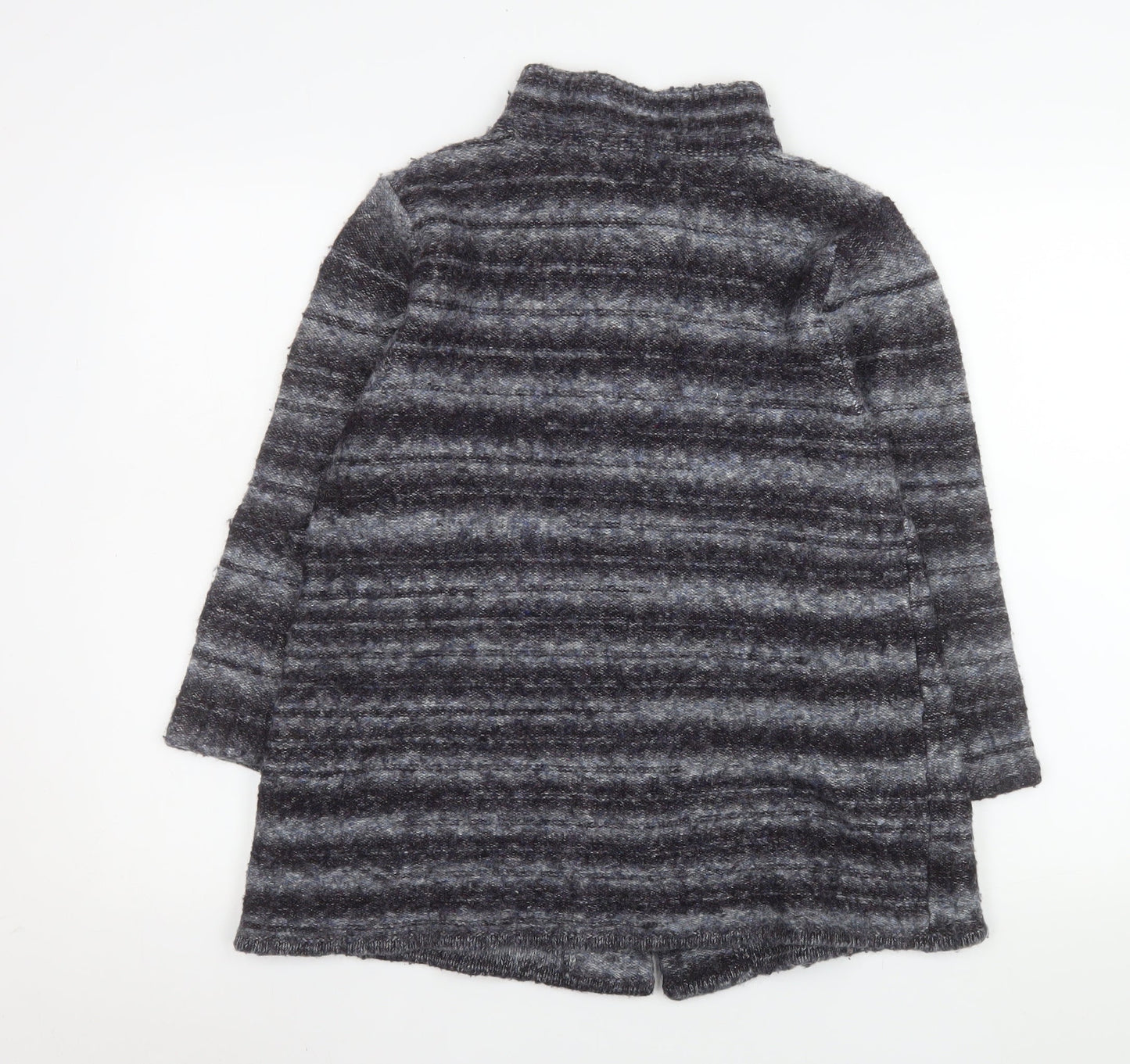 CC Women’s Grey Striped Knit Coatigan L Long Sleeve Buttoned Jacket