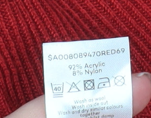 Bonmarché Womens Red Roll Neck Beaded Knit Jumper Size M