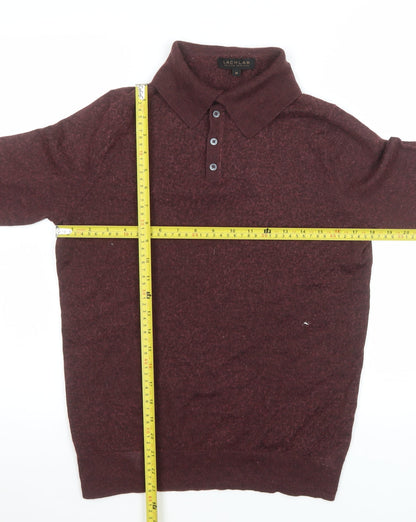 Lachlan Men’s Brown Wool Blend Collared Henley Jumper Medium