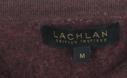 Lachlan Men’s Brown Wool Blend Collared Henley Jumper Medium