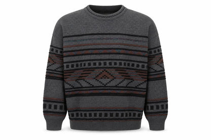 HEIM AMBROSIUS Men's Grey Geometric Wool Blend Pullover Jumper M