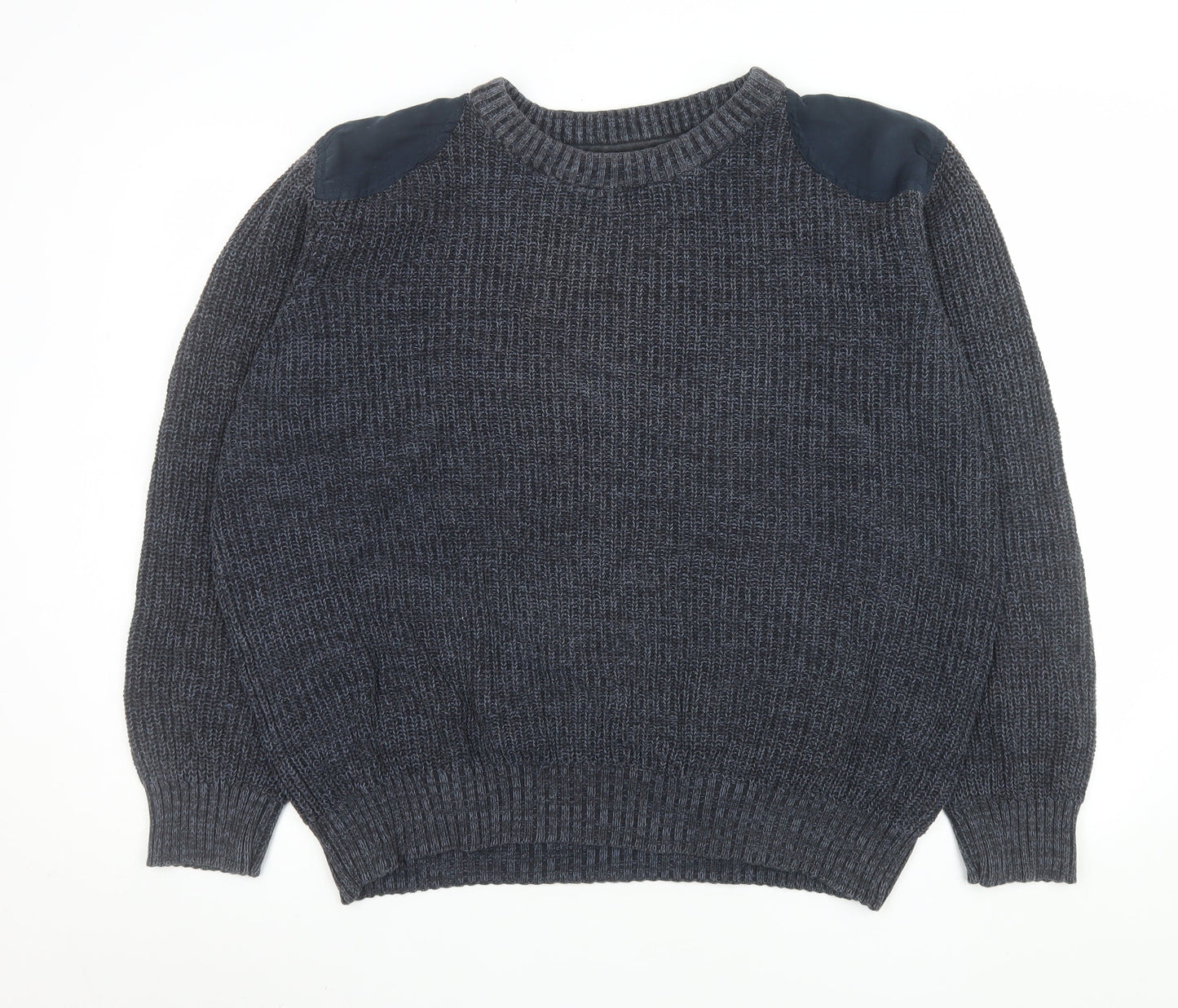EASY 1973 Men's Grey Cotton Chunky Knit Crew Neck Jumper XL
