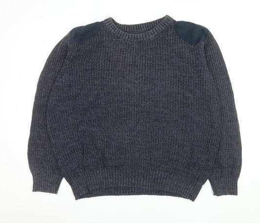 EASY 1973 Men's Grey Cotton Chunky Knit Crew Neck Jumper XL