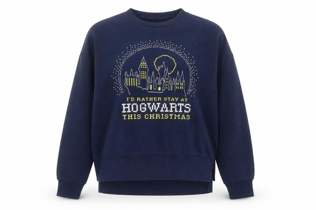 Primark Womens Navy Hogwarts Christmas Sweatshirt Size 10/12 S