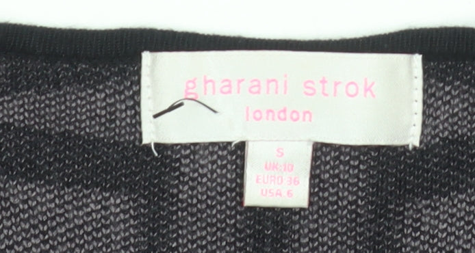 Gharani Strok Women’s Grey Bodycon Knit Dress Size 10 Geometric 3/4 Sleeve