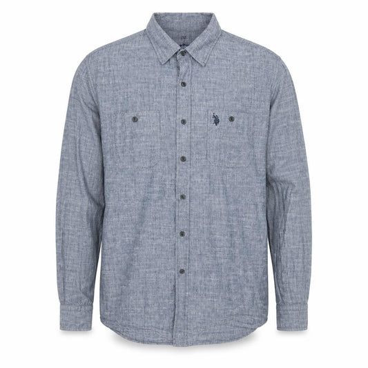 U.S. Polo Assn. Men's Blue Long Sleeve Slim Fit Button-Up Shirt L
