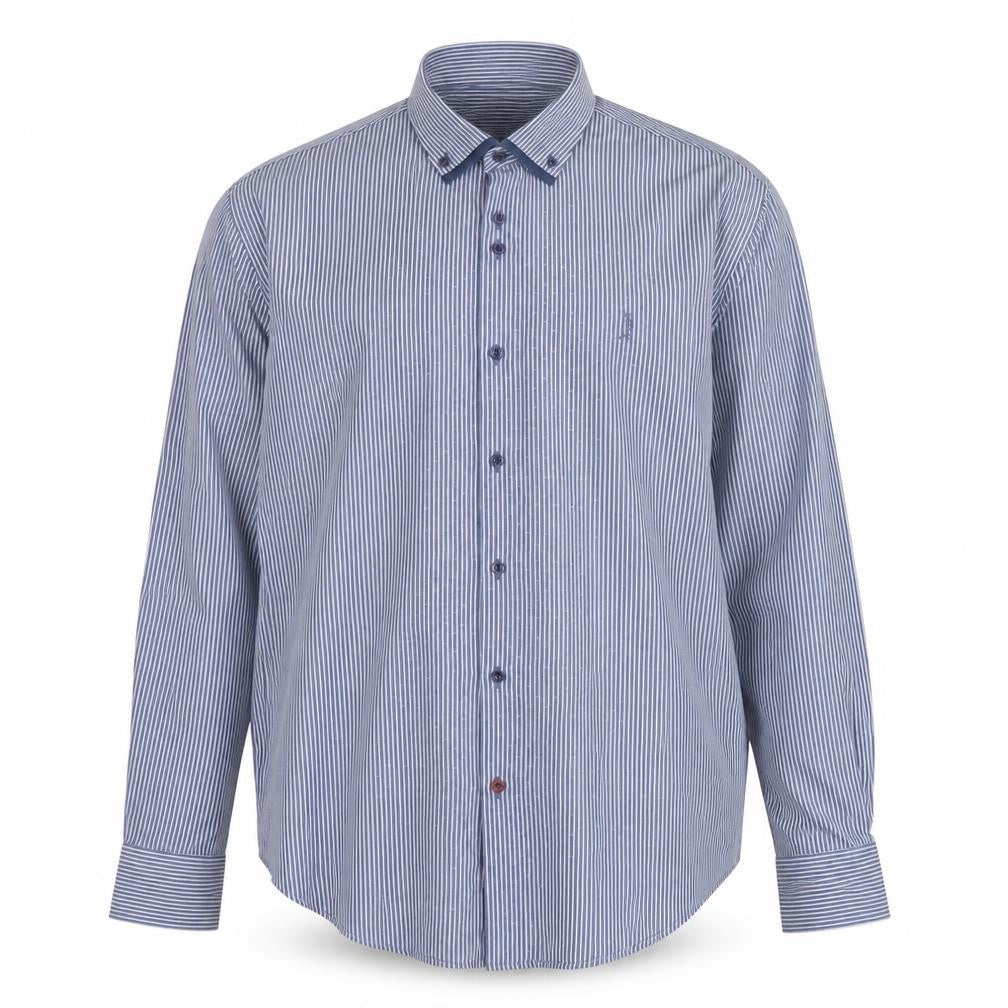 6th Sense Men's Blue Striped 3XL Egyptian Cotton Formal Shirt