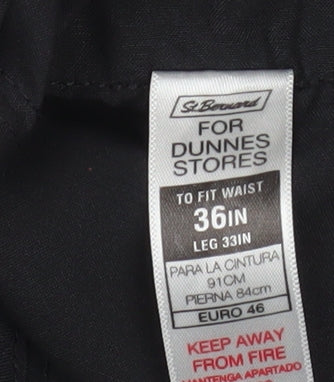 St Bernard Men’s Black 36x33 Regular Fit Dress Pants