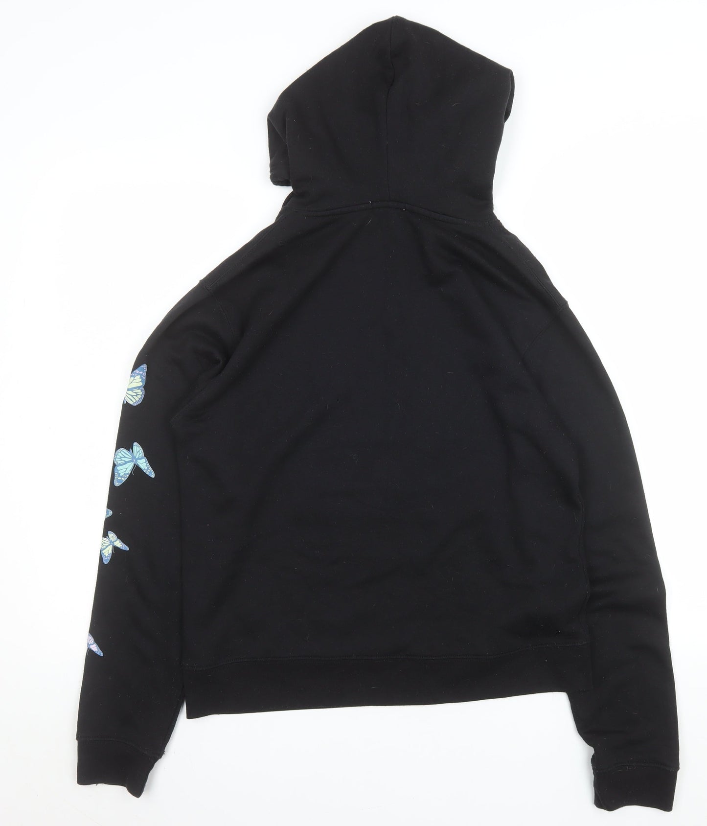 Boohoo Womens Black Butterfly Graphic Pullover Hoodie Size S