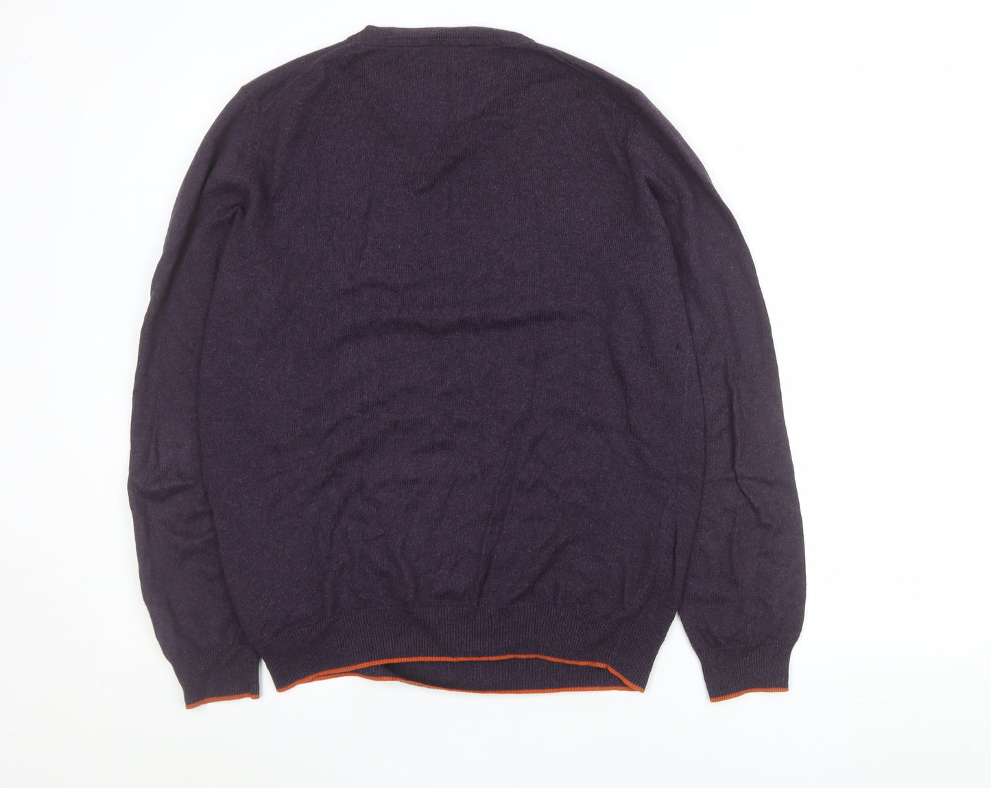Simon Carter Men's Purple Cotton Cashmere Crew Neck Jumper Size M