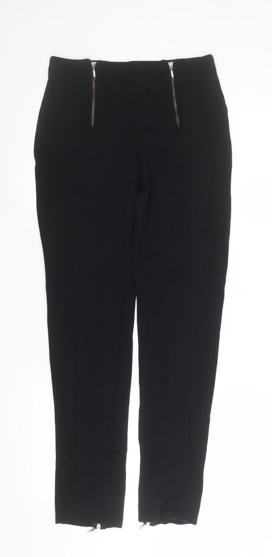 Maloka Women Black Slim Fit Stretch Trousers Size 10