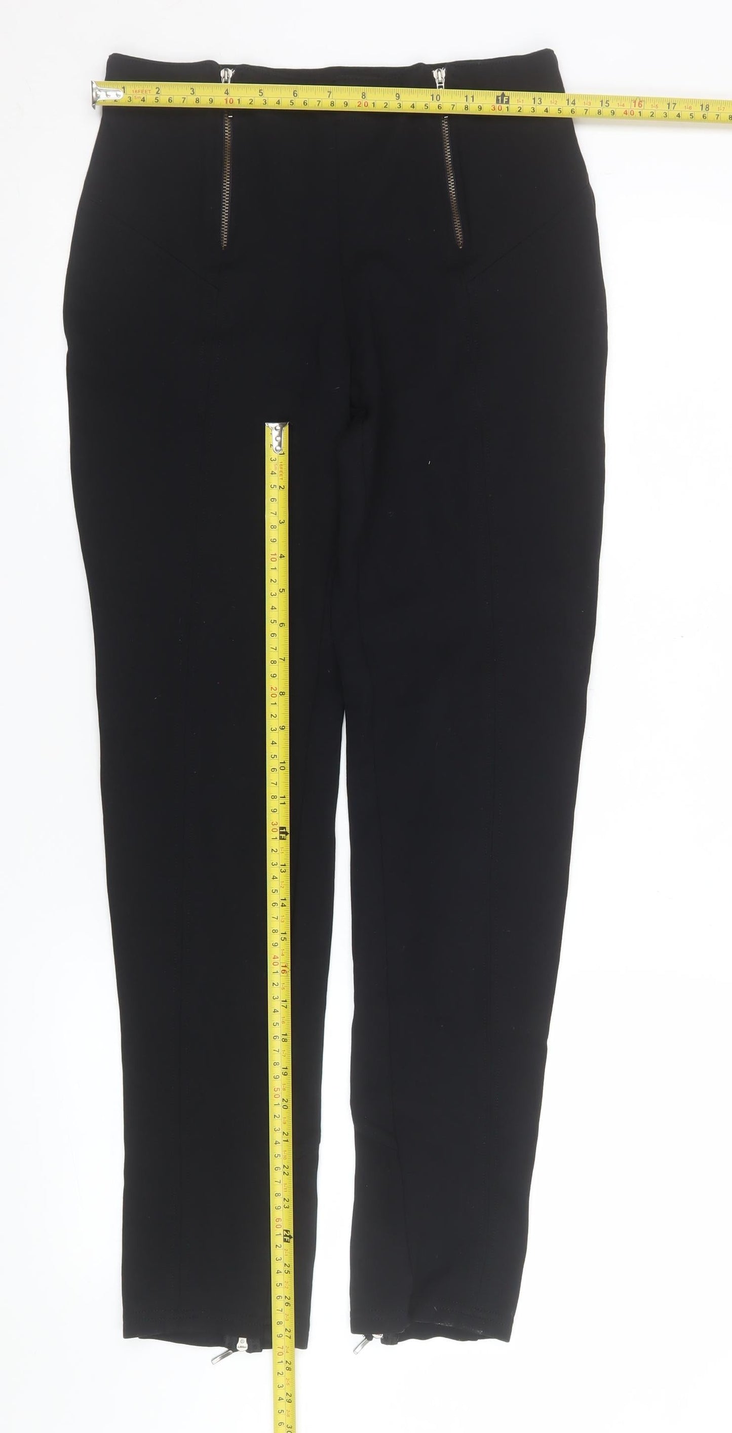 Maloka Women Black Slim Fit Stretch Trousers Size 10