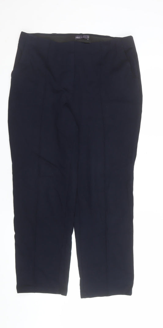 Marks and Spencer Women Black Slim Ankle Trousers Size 14