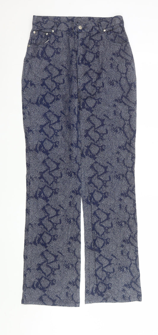 Aftershock Womens Blue Animal Print Straight Leg Trousers Size M