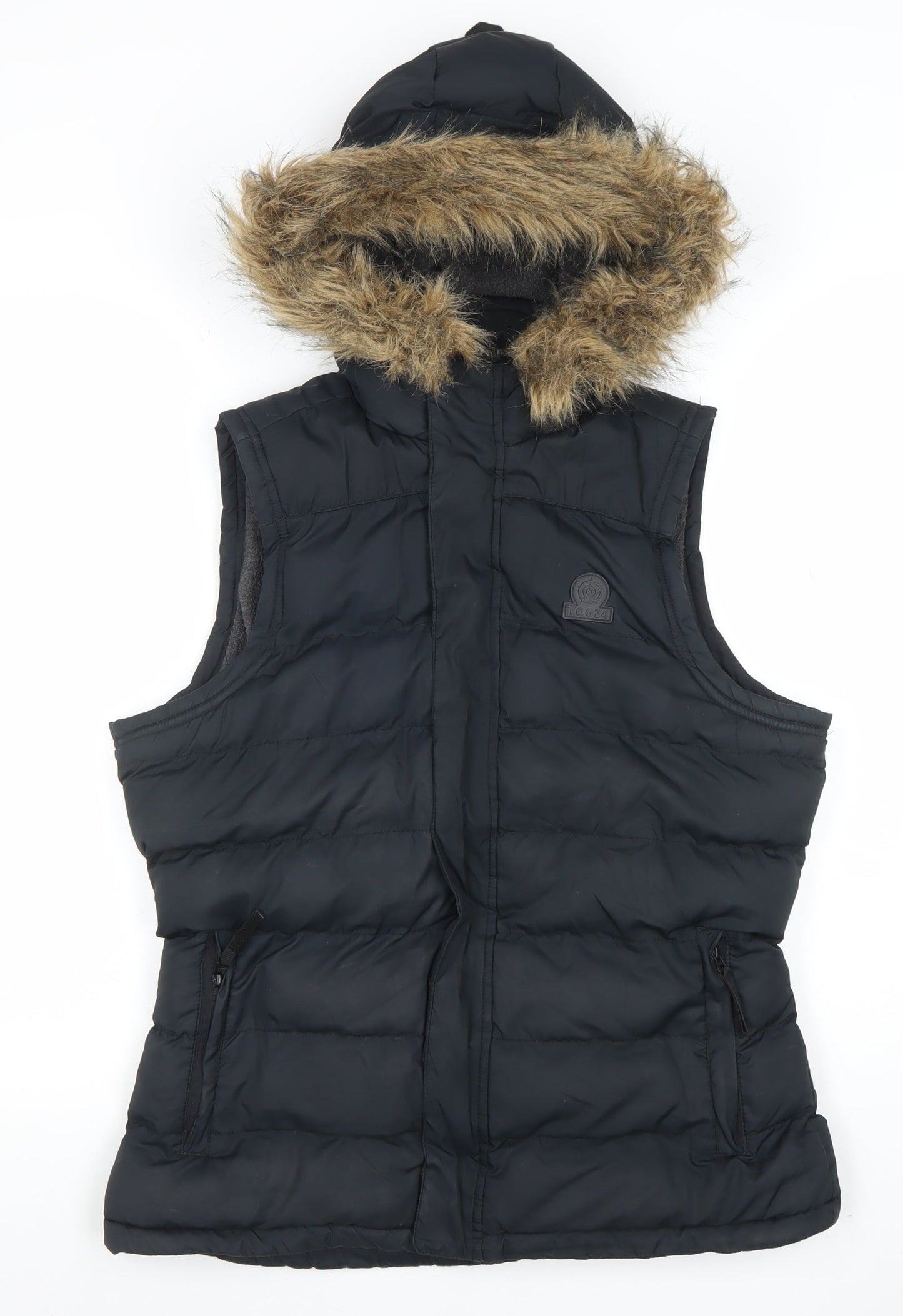 TOG24 Women's Black Size 10 Hooded Puffer Waistcoat Gilet