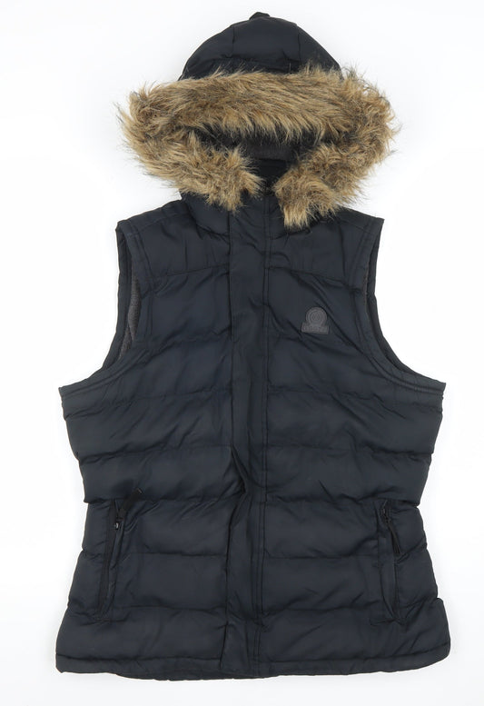 TOG24 Women's Black Size 10 Hooded Puffer Waistcoat Gilet