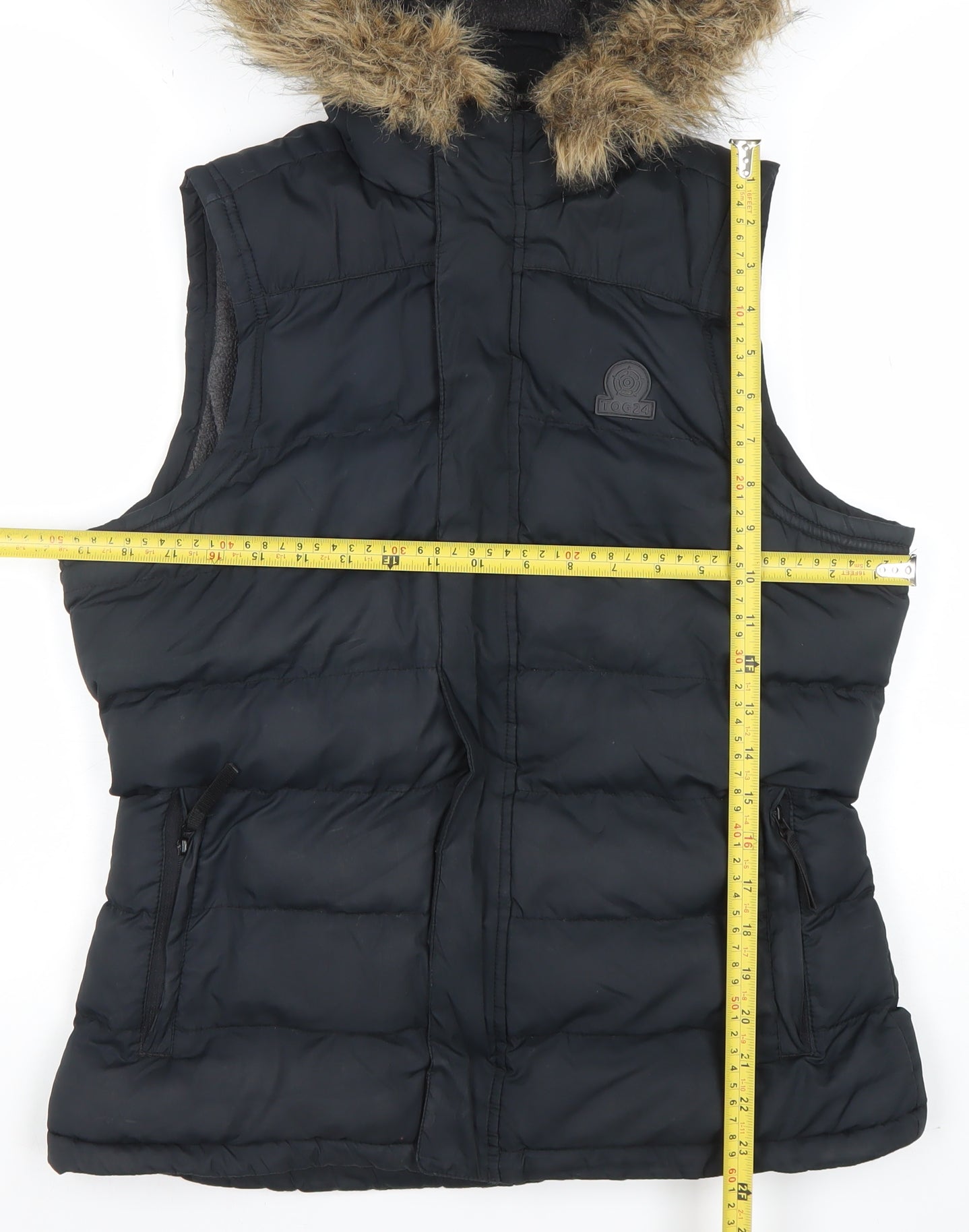 TOG24 Women's Black Size 10 Hooded Puffer Waistcoat Gilet