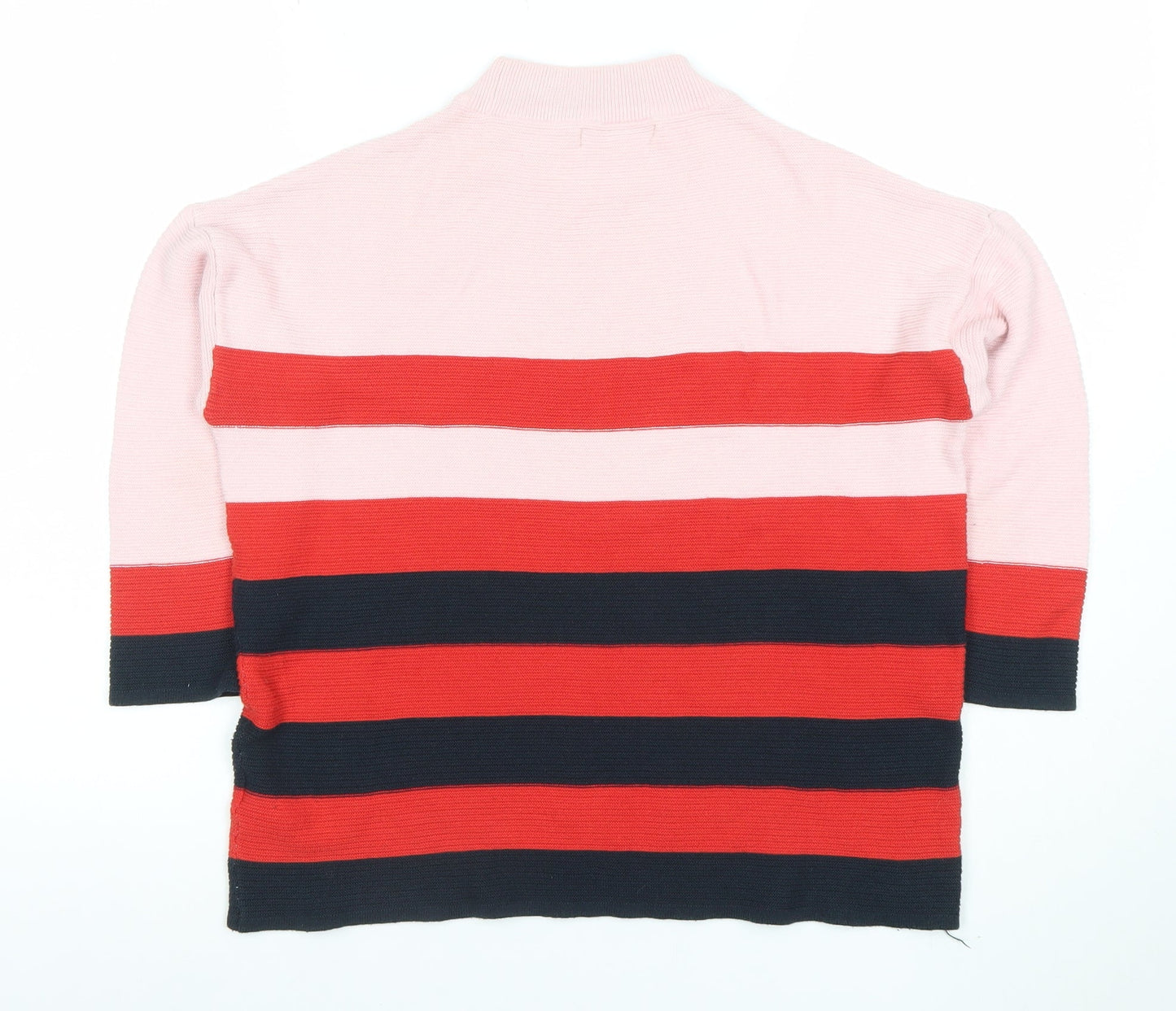 Bonuna Women's Multicoloured Striped Mock Neck Knit Jumper Size S