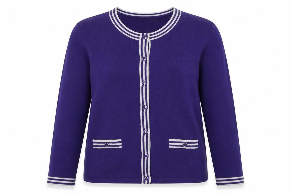 Honor Millburn Women's Purple Crew Neck Button Cardigan M