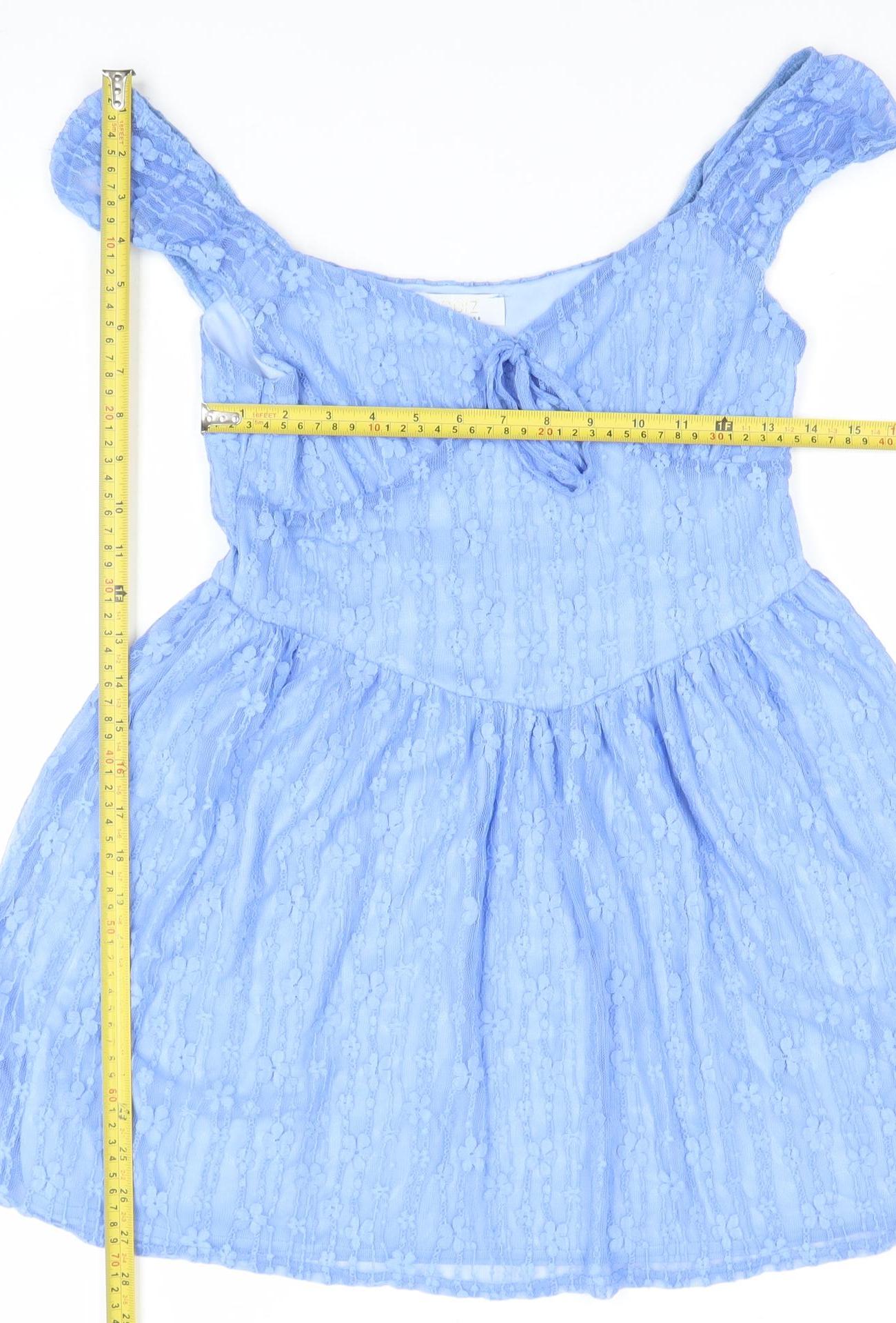 OUIZ Women's Blue Lace Fit & Flare Sleeveless Dress Size 12