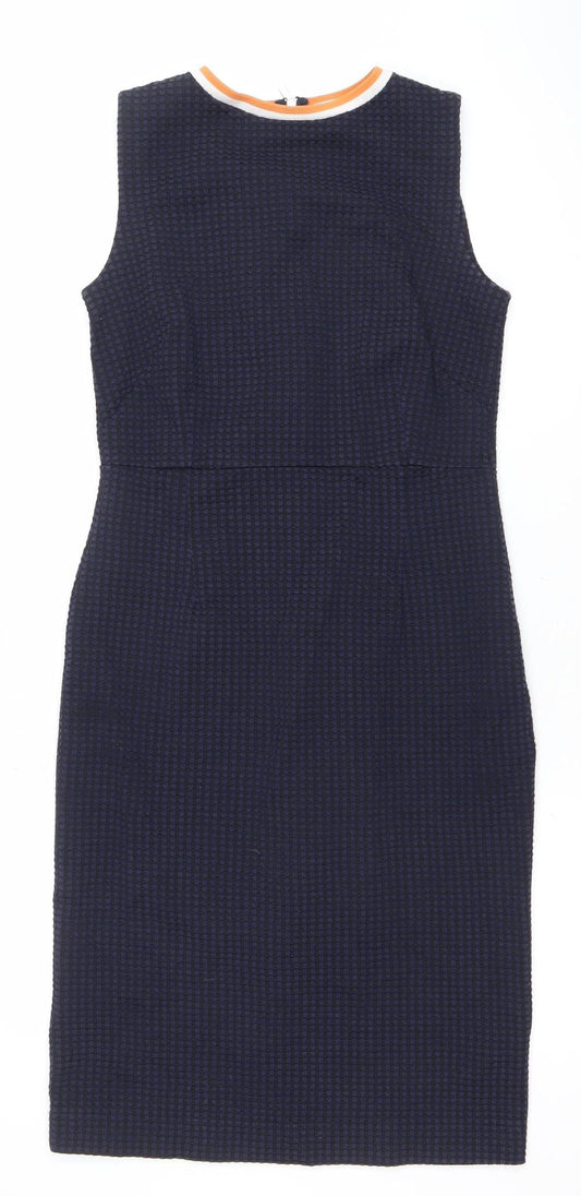 Next Women's Blue Check Bodycon Sleeveless Work Dress UK 12