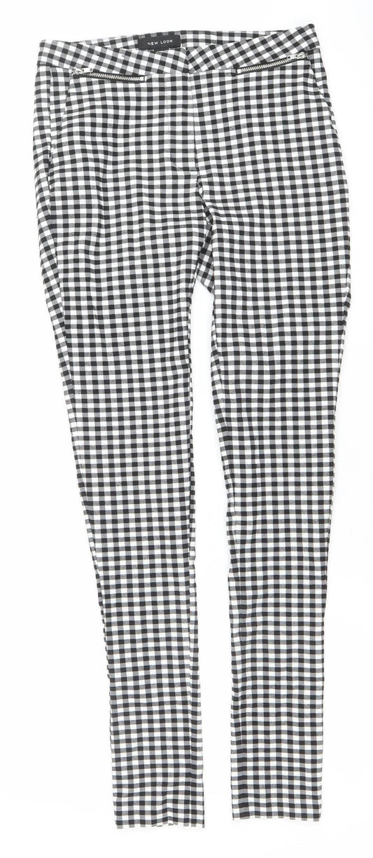New Look Women’s Black Check Slim Fit Stretch Trousers Size 6