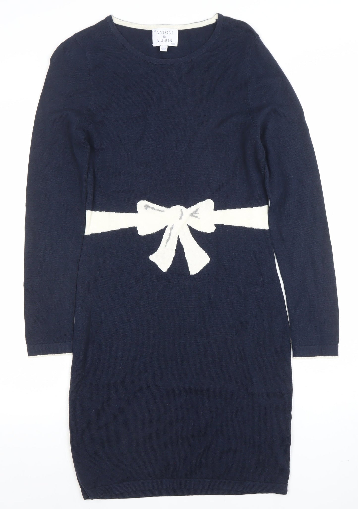 Antoni & Alison Women’s Navy Blue Knit Bodycon Bow Dress Size S